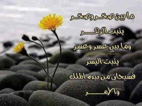 ما بين صخر و صخر ينبت الزهر و ما  بين عسر و عسر  ينبت اليسر